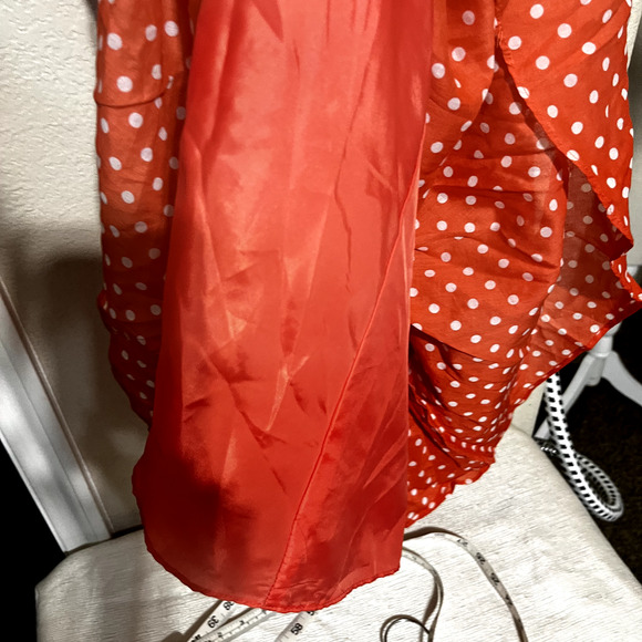 Nine West Orange Polka Dot Dress Belted Pin-up Rockabilly Retro Full Skirt Sz 4 - Picture 4 of 7